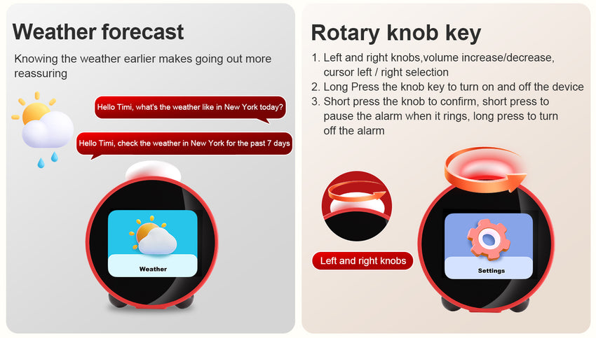 Leedor AI Clock Red - Voice Activated Ai Clock