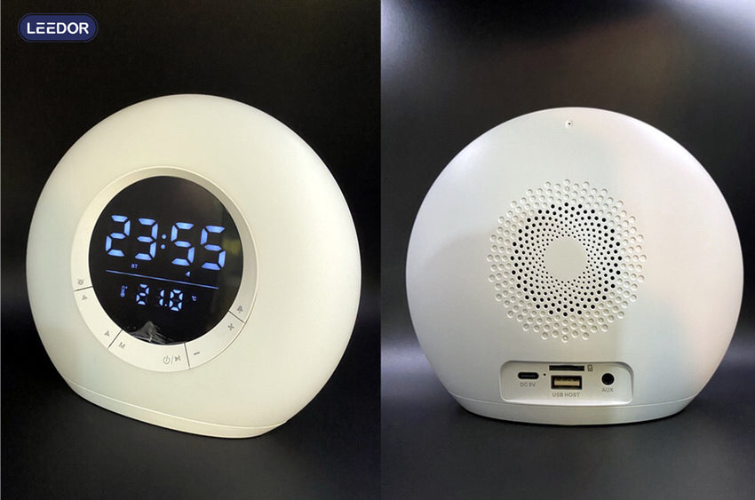 LEEDOR Wireless Speaker With Digital Clock - Bluetooth / 2400mAh - White