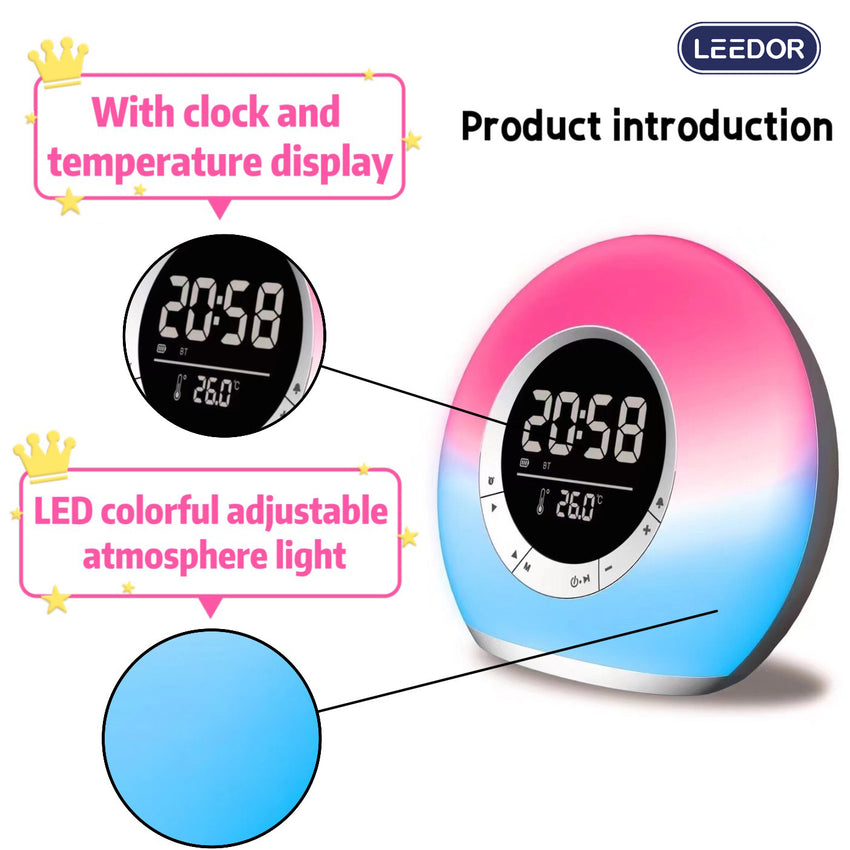 LEEDOR Wireless Speaker With Digital Clock - Bluetooth / 2400mAh - White