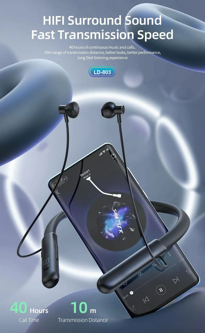 LEEDOR Pure Sound Magnetic Wireless Sports Headphone - 400mAh / Black