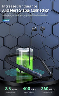 LEEDOR Pure Sound Magnetic Wireless Sports Headphone - 400mAh / Black