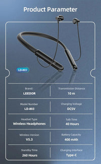 LEEDOR Pure Sound Magnetic Wireless Sports Headphone - 400mAh / Black