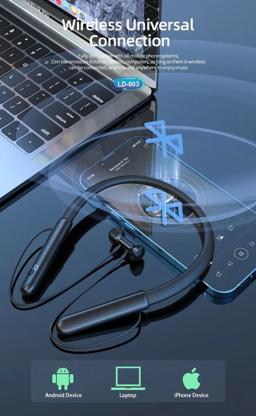 LEEDOR Pure Sound Magnetic Wireless Sports Headphone - 400mAh / Black