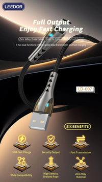 LEEDOR LD-007L Data Cable - 1 Meter / USB-A to Lightening - Black