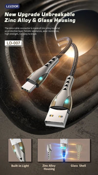 LEEDOR LD-007L Data Cable - 1 Meter / USB-A to Lightening - Black