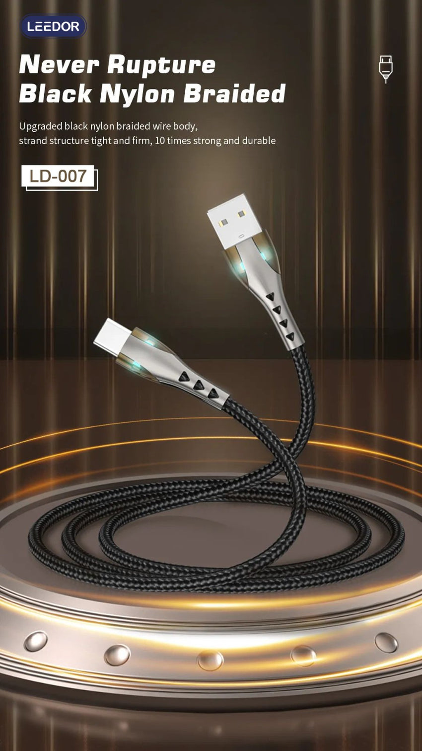 LEEDOR Zinc Alloy Series Fast Charging Data USB to Type C (LD-007T)