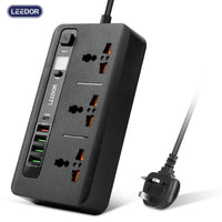 LEEDOR LD-401PD Extension Sockets - 3 Way / 2 Meters / 4x USB Ports / 1 x USB Type-C / Black