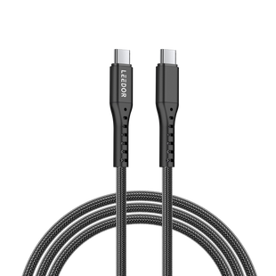 LEEDOR Nylon 3A Fast Charge USB-C to USB-C Data Cable - 1.2M / 60W / Black / PURPLE