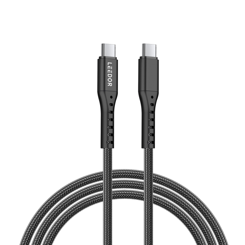 LEEDOR Nylon 3A Fast Charge USB-C to USB-C Data Cable - 1.2M / 60W / Black / PURPLE