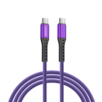 LEEDOR Nylon 3A Fast Charge USB-C to USB-C Data Cable - 1.2M / 60W / Black / PURPLE