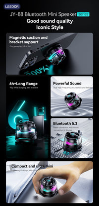 LEEDOR Magnetic Mobile Phone Stand Mini Speaker - 5W / Bluetooth / Black