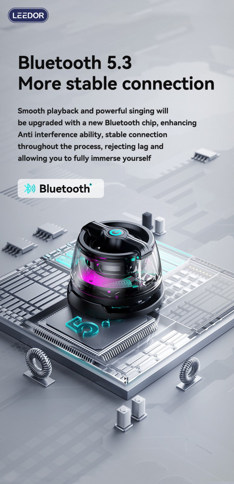 LEEDOR Magnetic Mobile Phone Stand Mini Speaker - 5W / Bluetooth / Black
