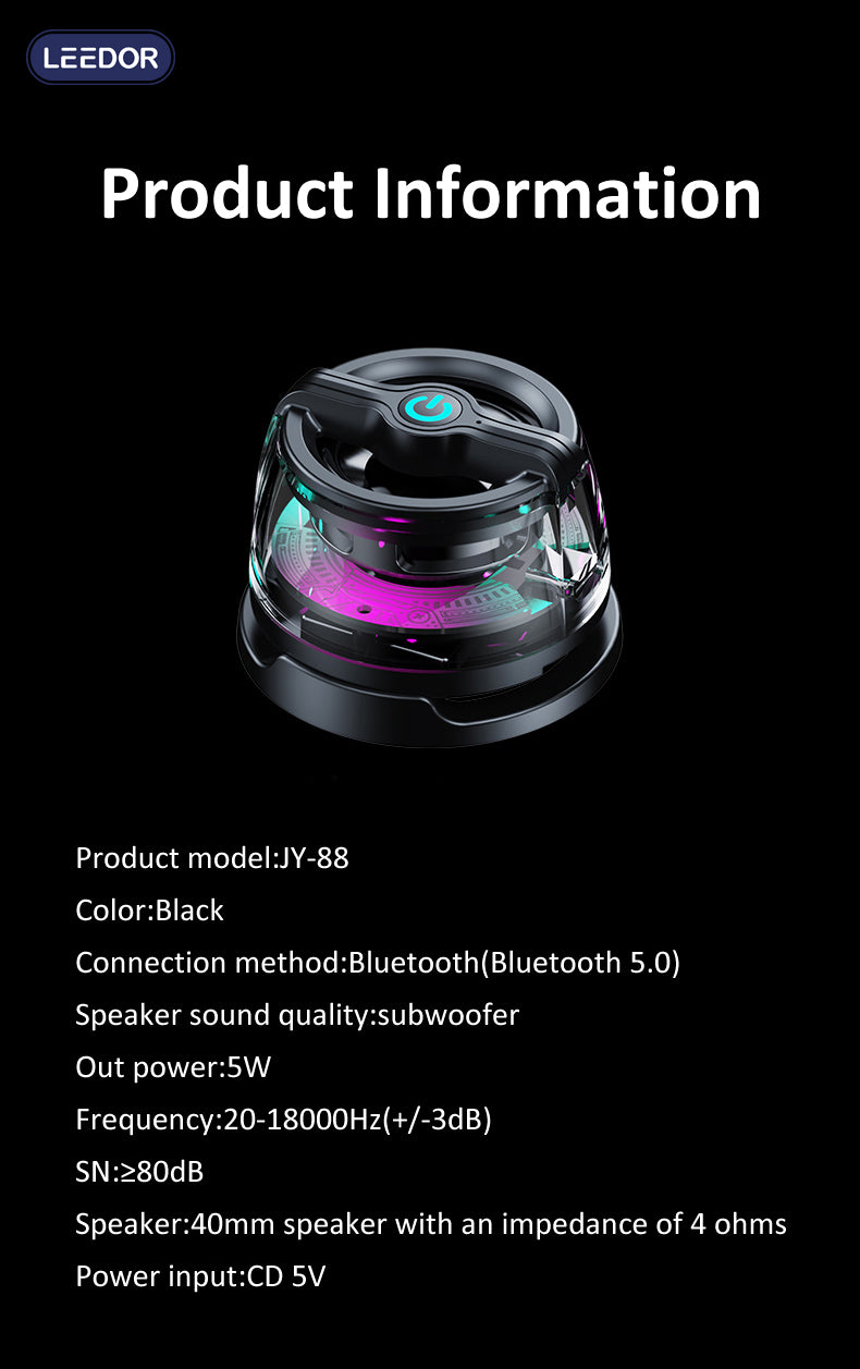 LEEDOR Magnetic Mobile Phone Stand Mini Speaker - 5W / Bluetooth / Black