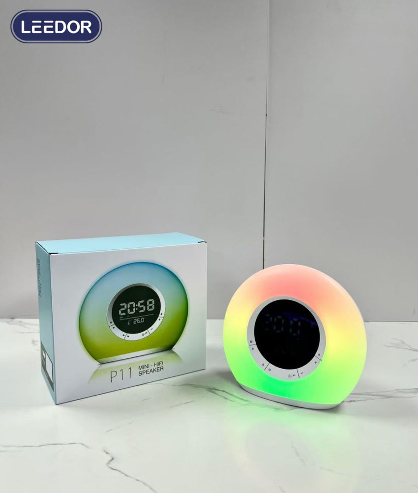 LEEDOR Wireless Speaker With Digital Clock - Bluetooth / 2400mAh - White