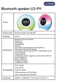 LEEDOR Wireless Speaker With Digital Clock - Bluetooth / 2400mAh - White