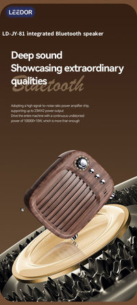 LEEDOR Mini Wood Wireless Speaker - 5W / Bluetooth / Black / Brown