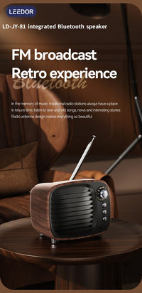 LEEDOR Mini Wood Wireless Speaker - 5W / Bluetooth / Black / Brown