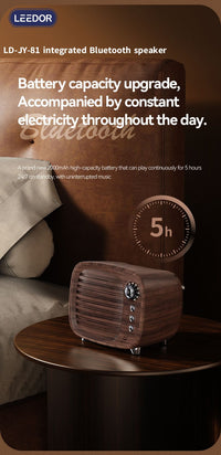 LEEDOR Mini Wood Wireless Speaker - 5W / Bluetooth / Black / Brown