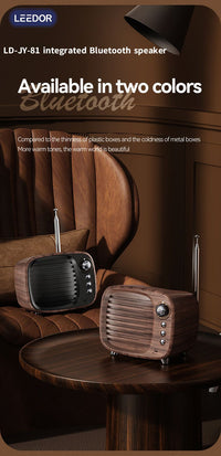 LEEDOR Mini Wood Wireless Speaker - 5W / Bluetooth / Black / Brown