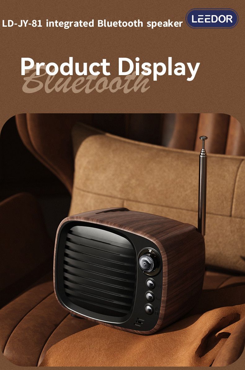 LEEDOR Mini Wood Wireless Speaker - 5W / Bluetooth / Black / Brown