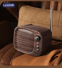 LEEDOR Mini Wood Wireless Speaker - 5W / Bluetooth / Black / Brown