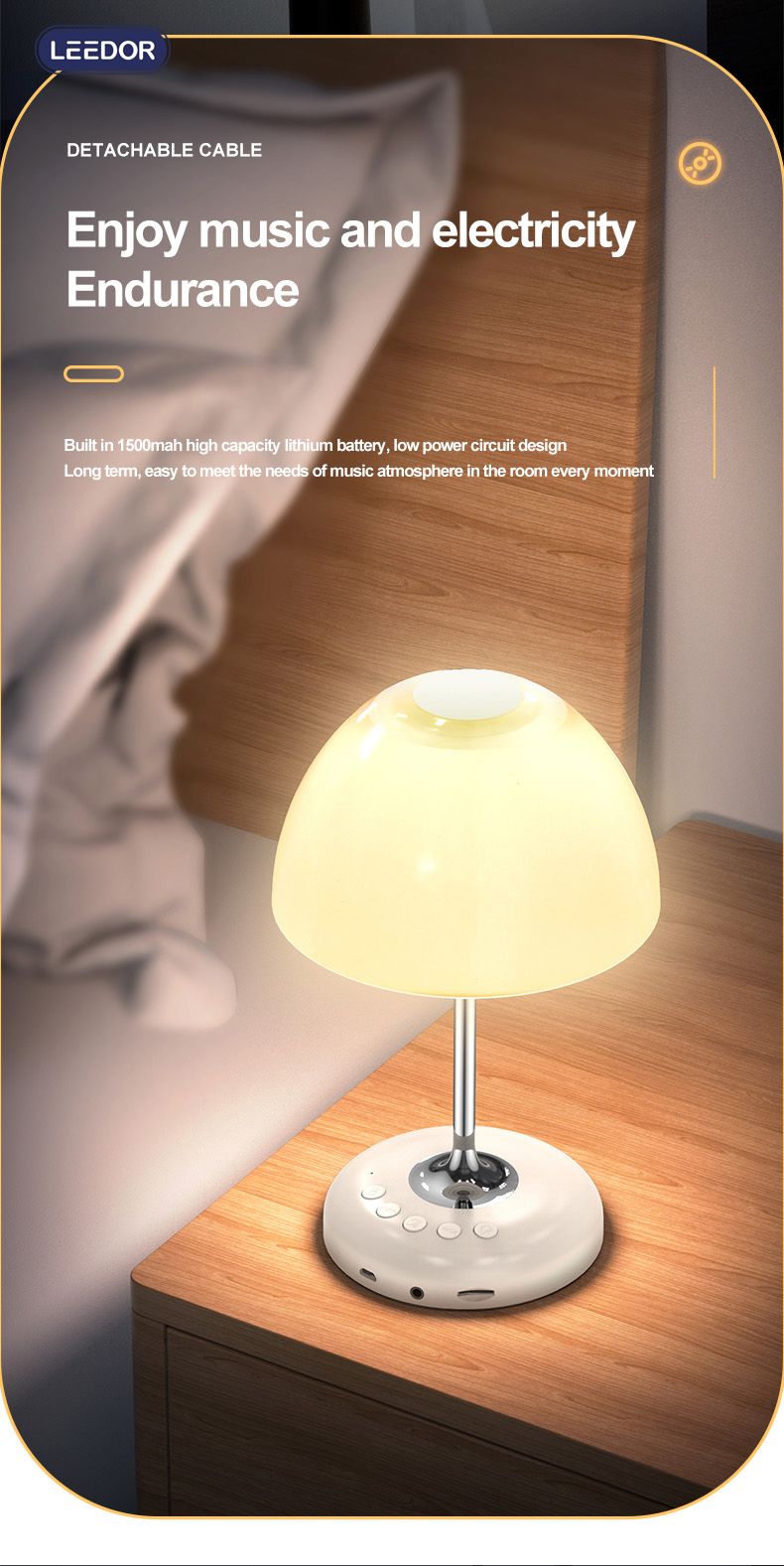 LEEDOR FM Remote Control Desk Lamp Wireless Speaker - 5W / Bluetooth / White