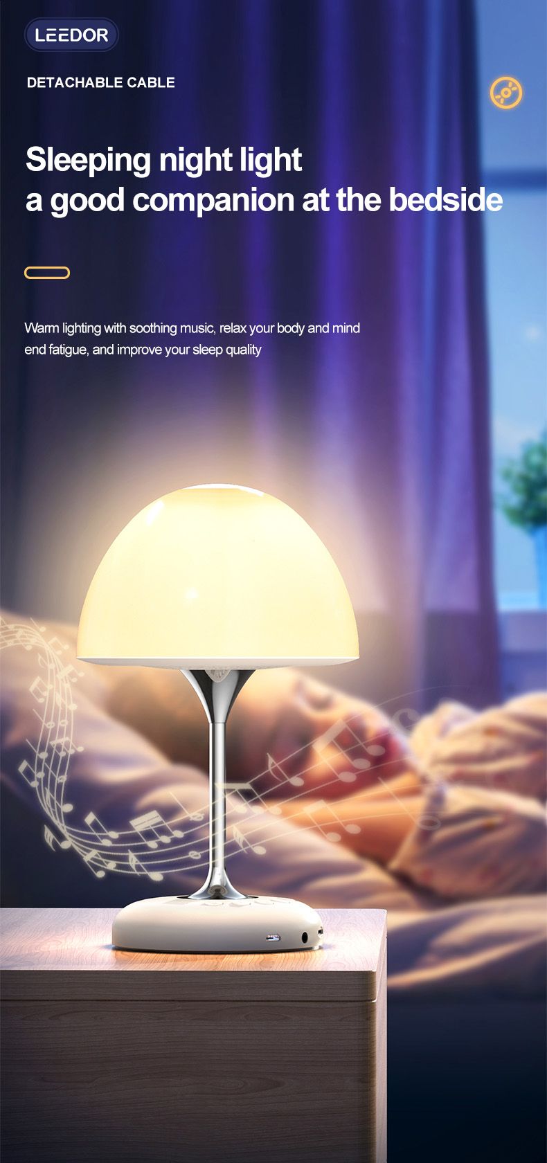 LEEDOR FM Remote Control Desk Lamp Wireless Speaker - 5W / Bluetooth / White