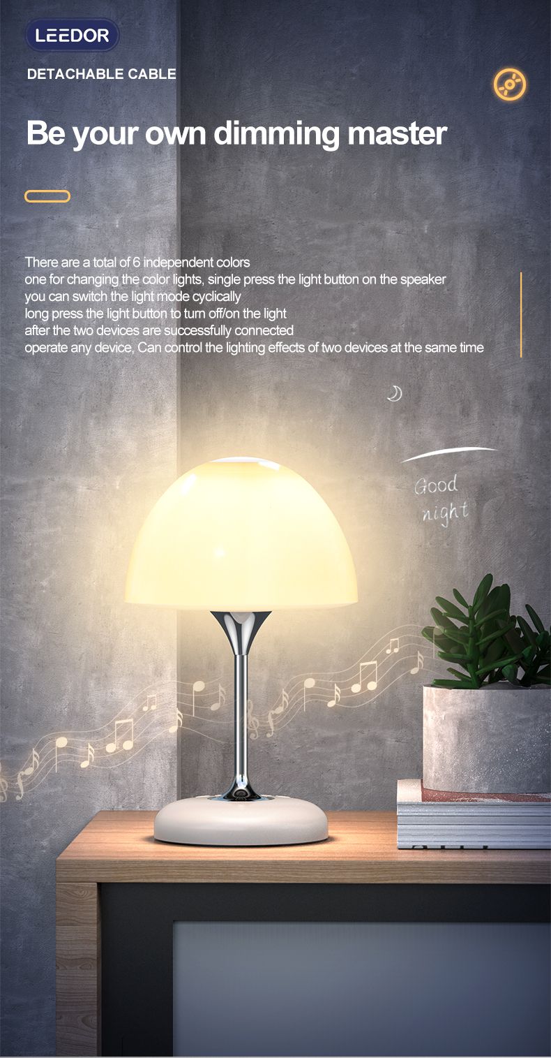 LEEDOR FM Remote Control Desk Lamp Wireless Speaker - 5W / Bluetooth / White
