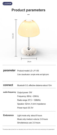 LEEDOR FM Remote Control Desk Lamp Wireless Speaker - 5W / Bluetooth / White