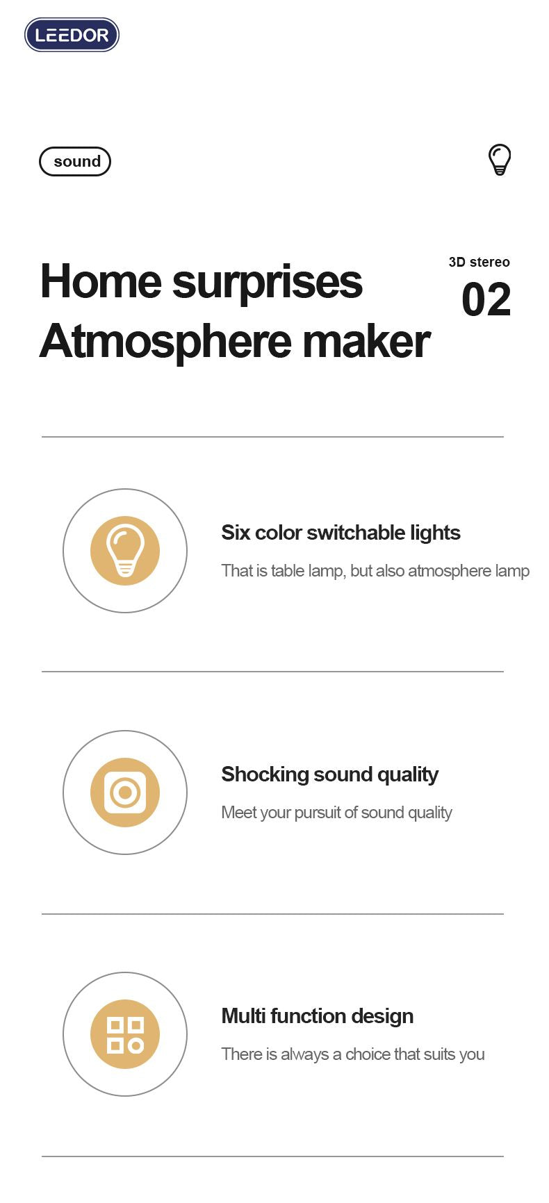 LEEDOR Desk Lamp Subwoofer Wireless Speaker - 5W / Bluetooth / White