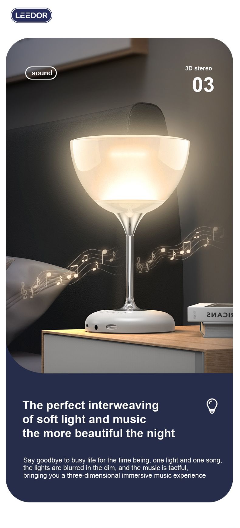 LEEDOR Desk Lamp Subwoofer Wireless Speaker - 5W / Bluetooth / White