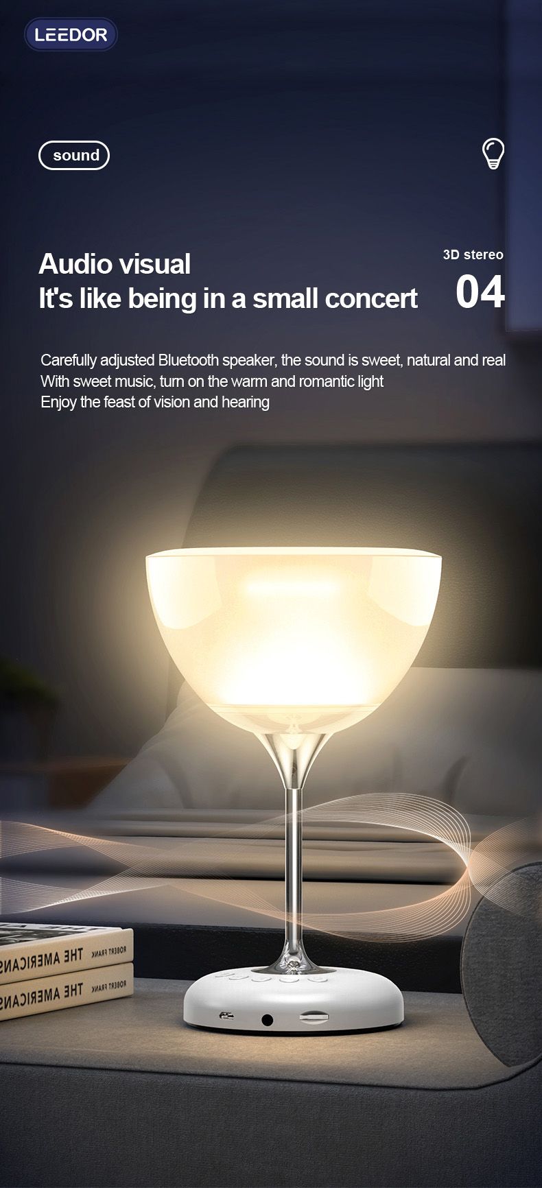 LEEDOR Desk Lamp Subwoofer Wireless Speaker - 5W / Bluetooth / White