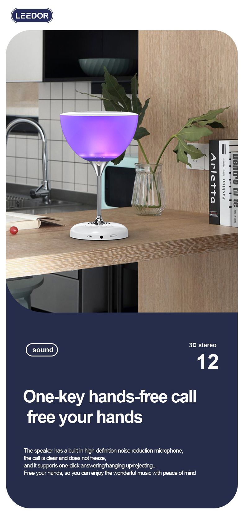 LEEDOR Desk Lamp Subwoofer Wireless Speaker - 5W / Bluetooth / White
