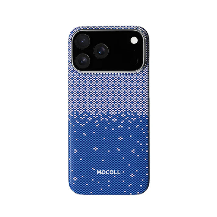 Mocoll iPhone 17 Pro: Kevlar Magnetic Case with Floral Cascade Design - Blue