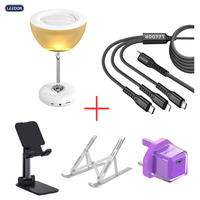 Leedor Accessory Bundle – Phone Stand + Power Adapter + 3 in 1 USB Cable 1.5m + Speaker Lamp + Notebook Support Laptop Stand