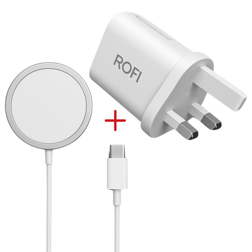 ROFI 20W Charging Plug Power Adaptor TYPE C + ROFI Magnetic Suction Wireless Charger TYPE C - WHITE