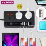 LEEDOR LD-401PD Extension Sockets - 3 Way / 2 Meters / 4x USB Ports / 1 x USB Type-C / Black
