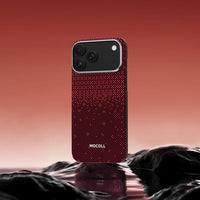 Mocoll iPhone 17 Pro Max: Kevlar Magnetic Case with Floral Cascade Design - Red