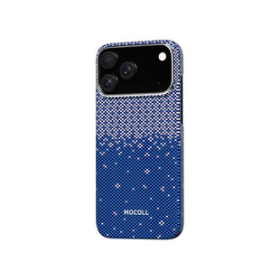 Mocoll iPhone 17 Pro Max: Kevlar Magnetic Case with Floral Cascade Design - Blue