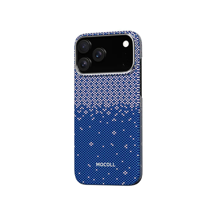 Mocoll iPhone 17 Pro: Kevlar Magnetic Case with Floral Cascade Design - Blue