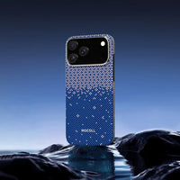 Mocoll iPhone 17 Pro Max: Kevlar Magnetic Case with Floral Cascade Design - Blue